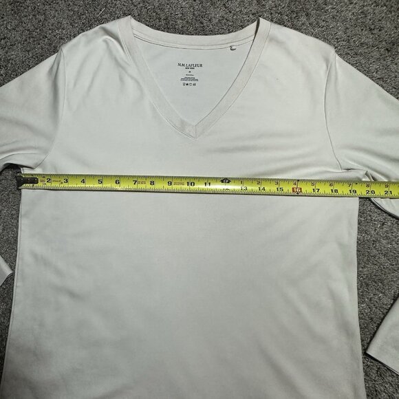 MM Lafleur Top Women’s Medium Off White Cream Soft Pima Cotton Long Sleeve Tee - Picture 10 of 10